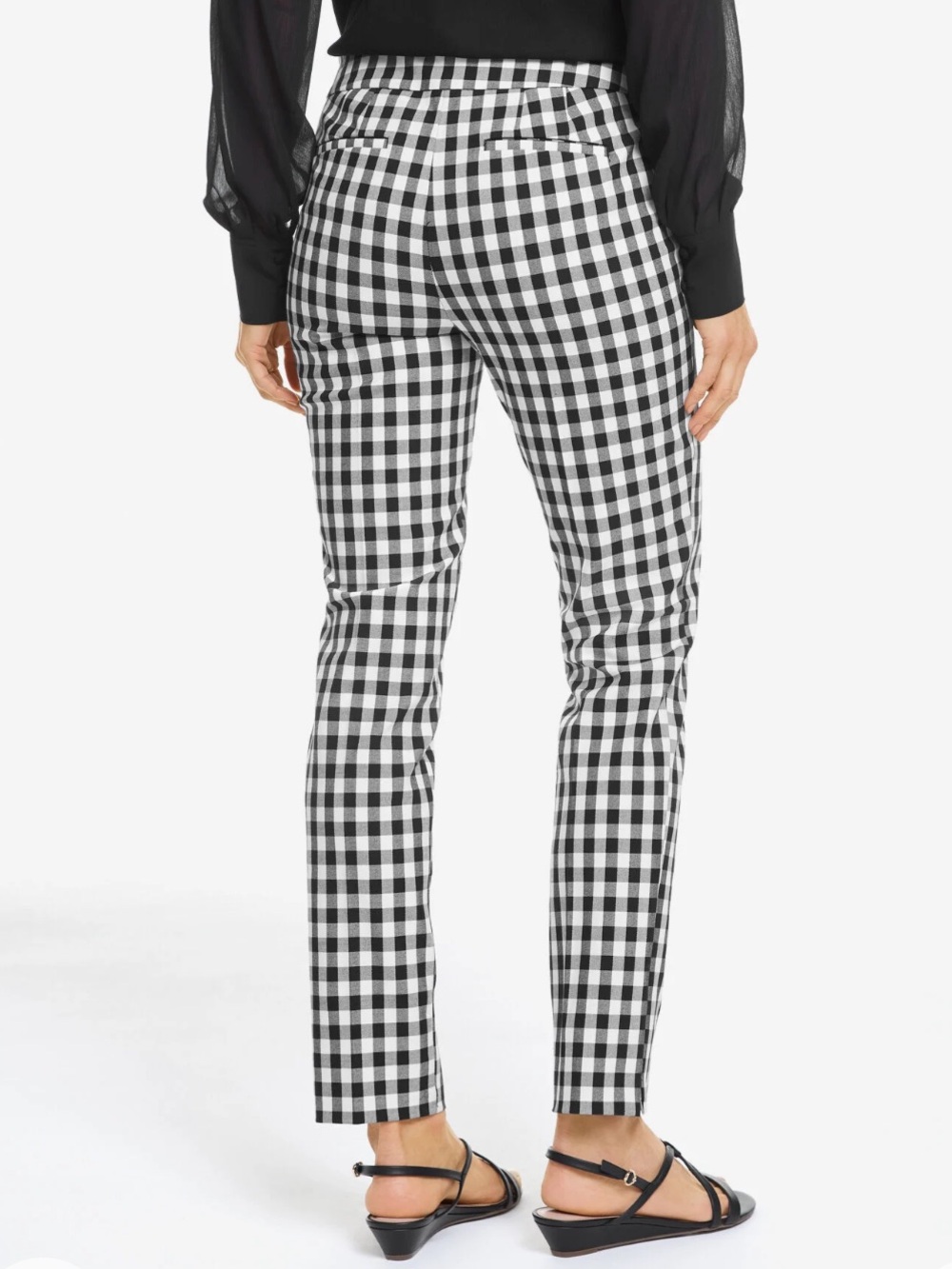 Talbots Gingham Chatham Preppy Ankle Pants Black White Side Zip Size 12 - Picture 2 of 11